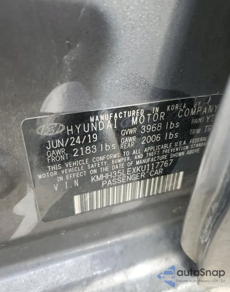 2019 Hyundai Elantra Gt из США, поврежденный, VIN KMHH35LEXKU117767